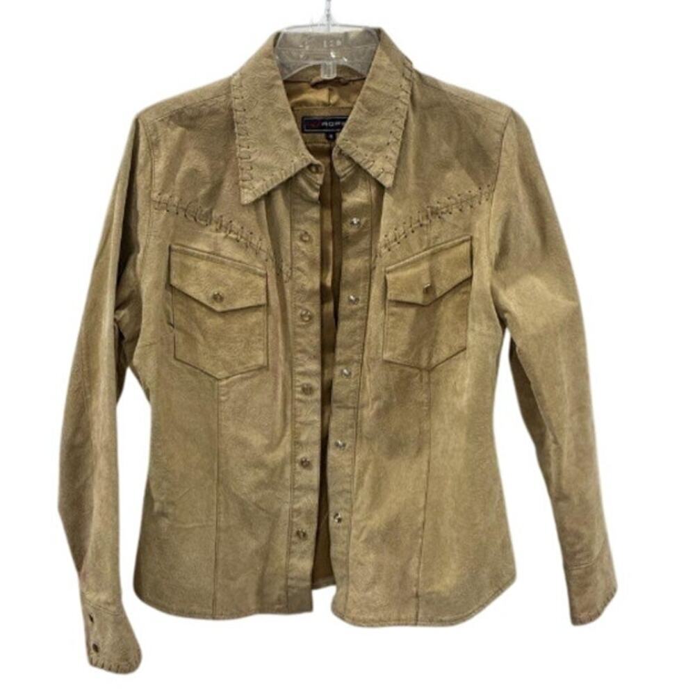 Women's Vintage Roper Women's Brown Leather Shirt- Size M